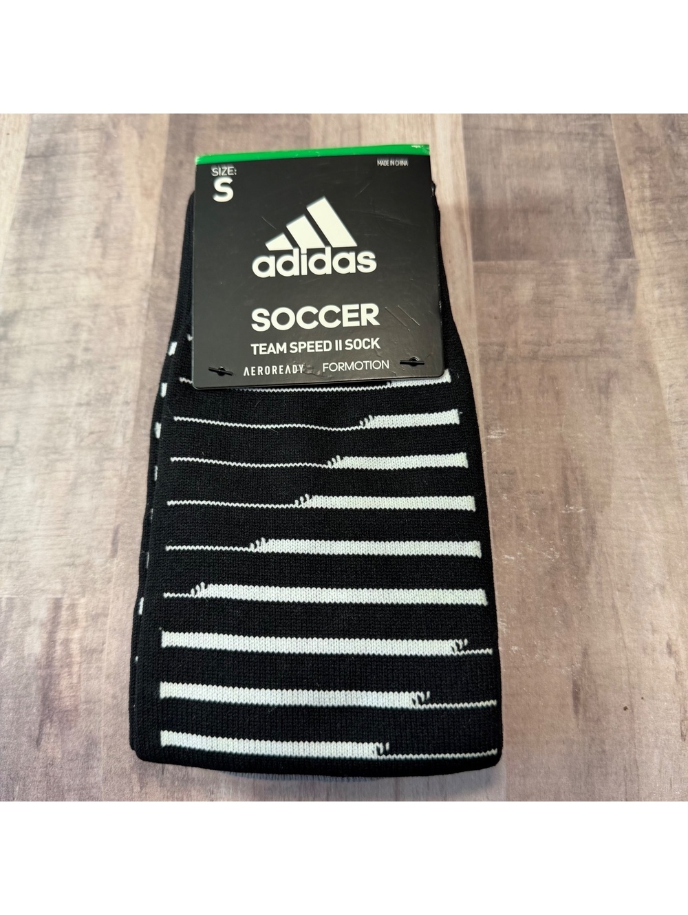 Adidas Soccer Team Speed II Socks Sz Small Black & White Aeroready Youth 13c-14y